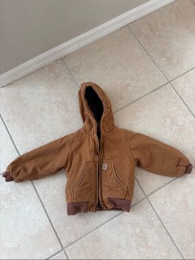 Carhartt Tan/Brown Hooded Work Jacket - Kids